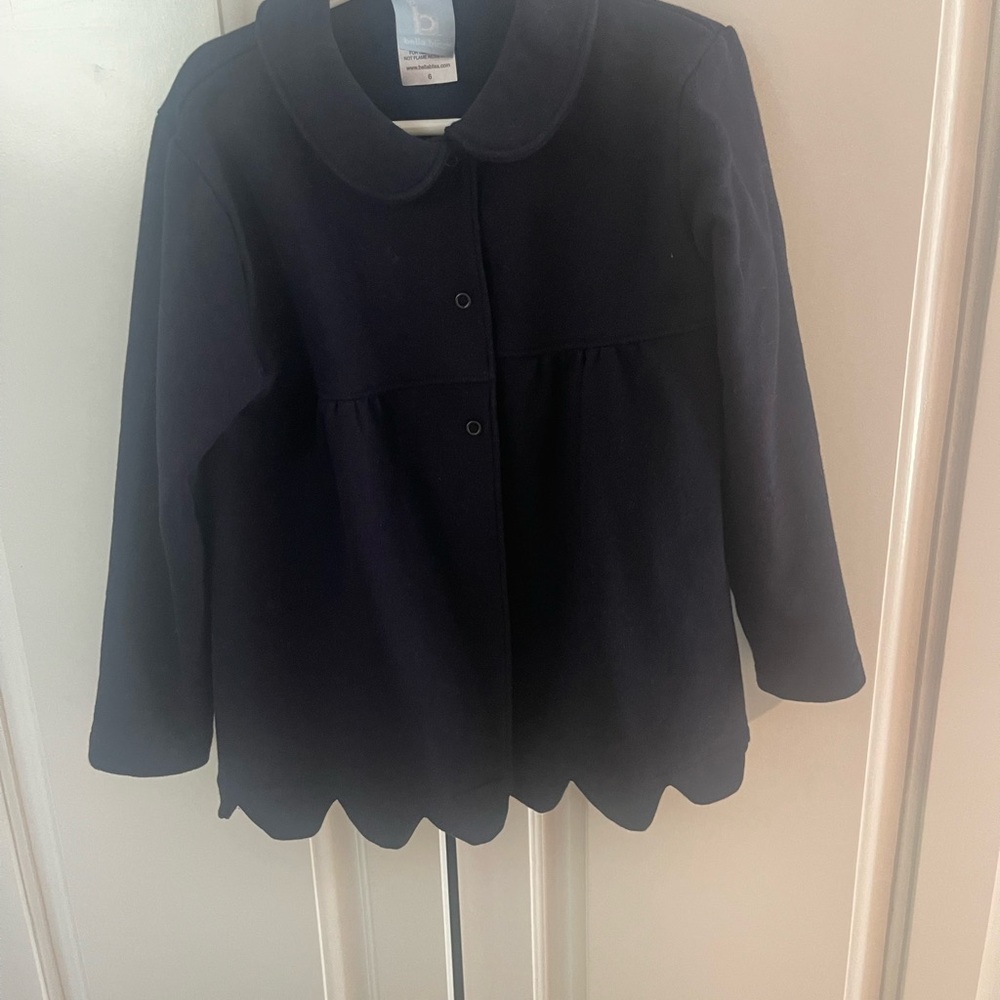Navy Blue Scalloped Hem Coat - size 5
